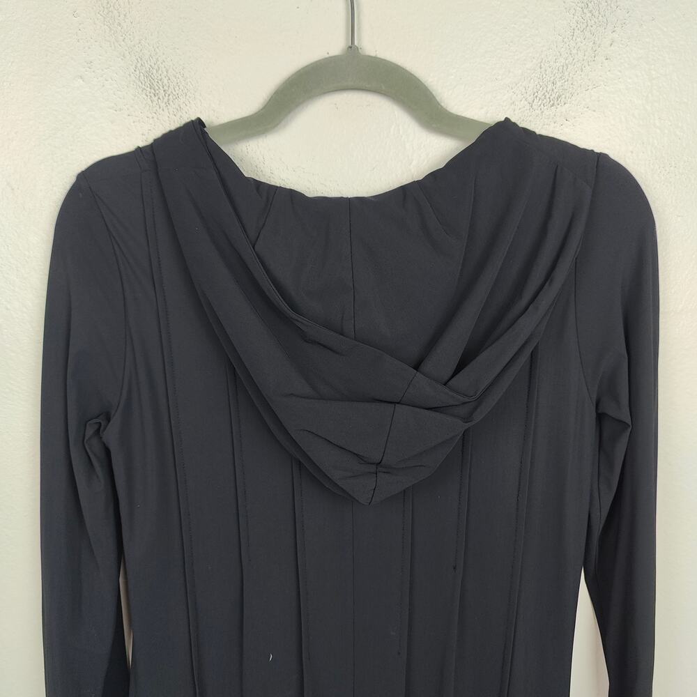 Beatrice B Commessa Dress Womens 8 Black Hooded Ponte Pleated‎ Long Sleeve - Picture 4 of 10